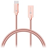 Kabel Connect IT Wirez Steel Knight USB/USB-C, ocelový, opletený, 1m - růžový/zlatý